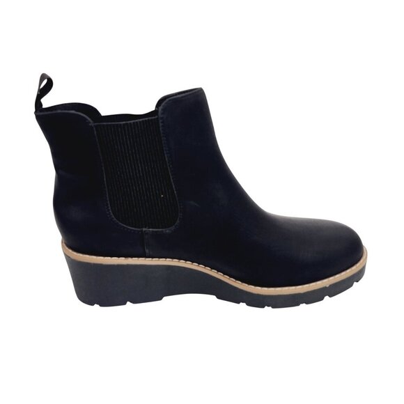 Womens athlefit Wedge Ankle Booties Size 10 Black Faux Leather - Picture 8 of 14